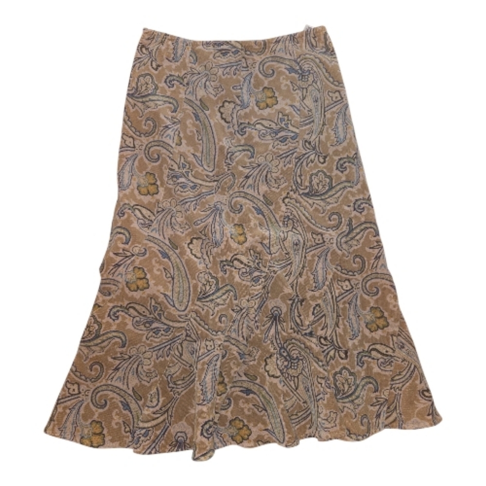 Casual Corner Annex Tan and Cream Paisley  Bell Skirt Size 6